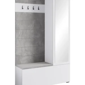 Do wyczerpania zapasów Szafa z siedziskiem do przedpokoju 115 cm garderoba Tejo II biały połysk (TEJ01320+TEJ244)